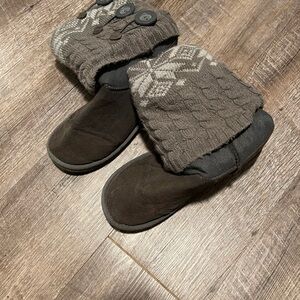 Cozy Brown Knit Button Boots